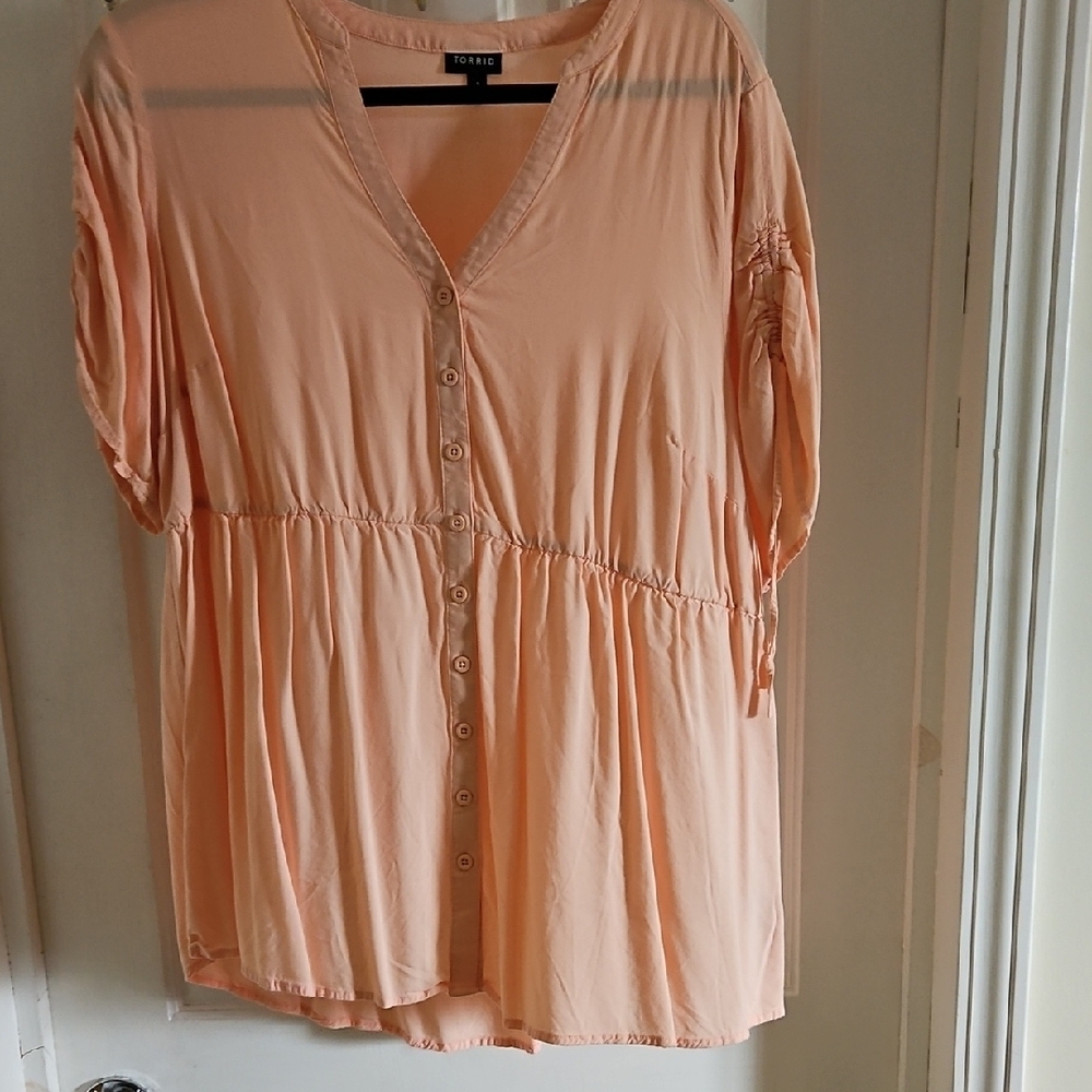 Torrid Peach Button-Down Women's Top